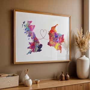 Grã-Bretanha para Colômbia - Cartaz de viagem - Impressão em aquarela