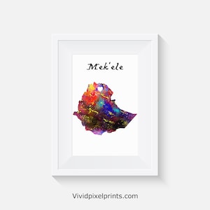 Éthiopie - Mek'ele - Impression aquarelle