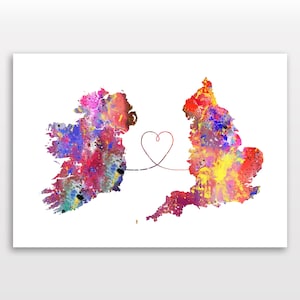 Póster de viaje de Irlanda a Inglaterra - Impresión en acuarela