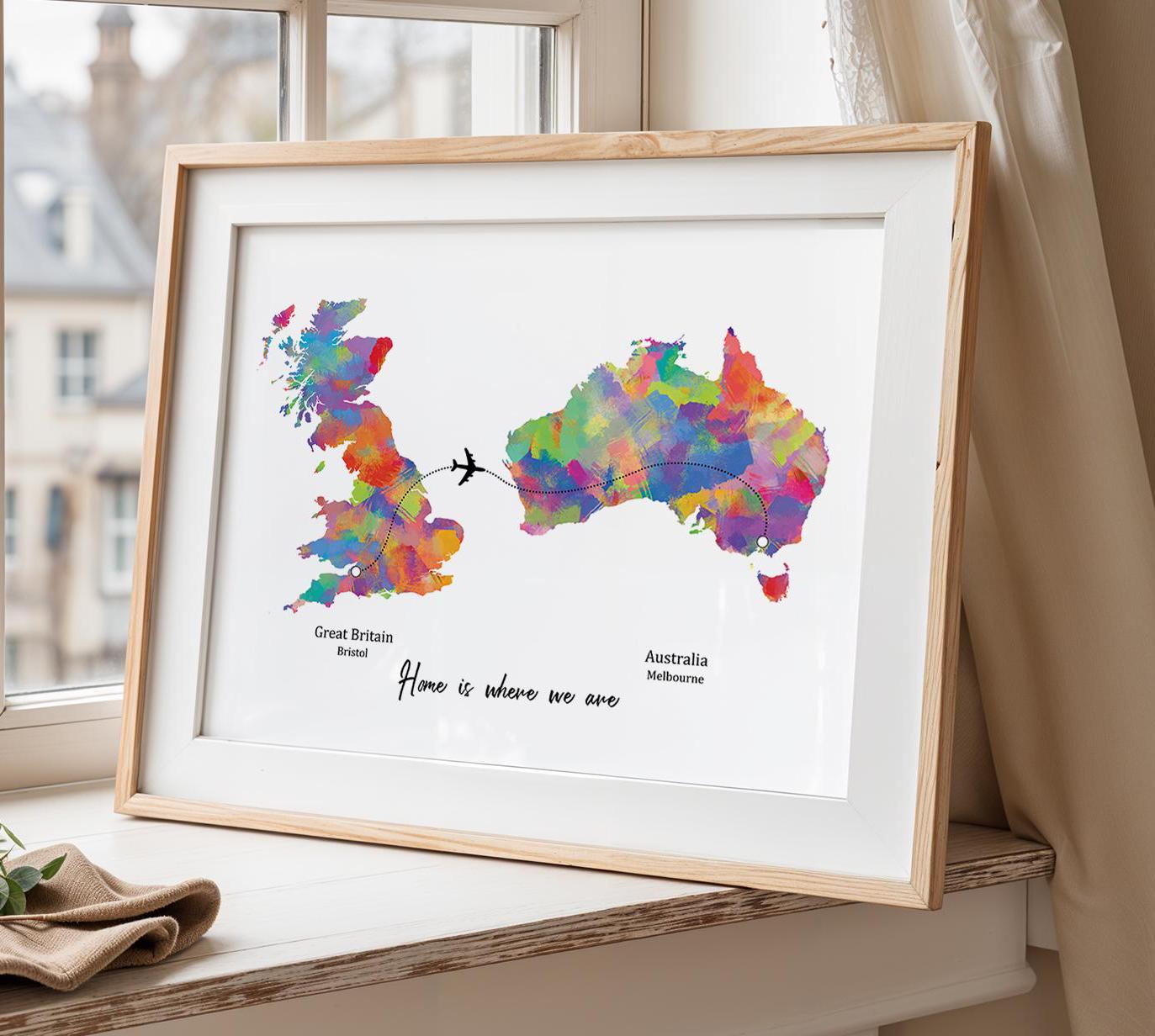 Personalised Map Print With Linked Locations | Custom Travel Adventures ...