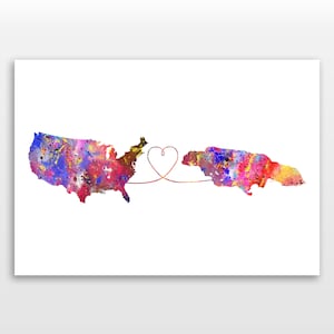 United States of America to Jamaica - Travel - Watercolour print