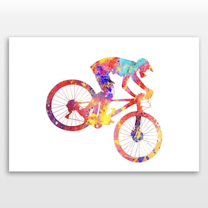 Mountain Biker Poster - Mountain Biking Print - Watercolour print