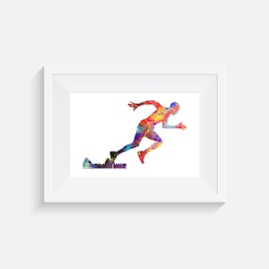 Running off the block - Watercolour print