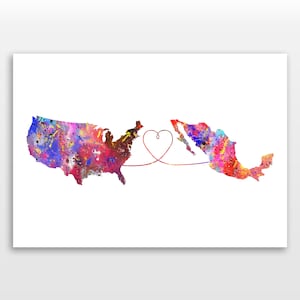 United States of America to Mexico - Travel - Watercolour print