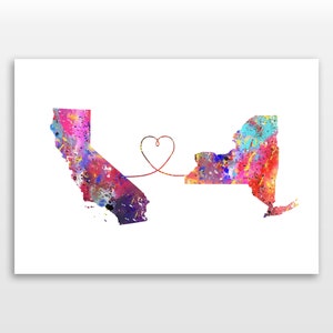 California to New York - Travel - Watercolour print