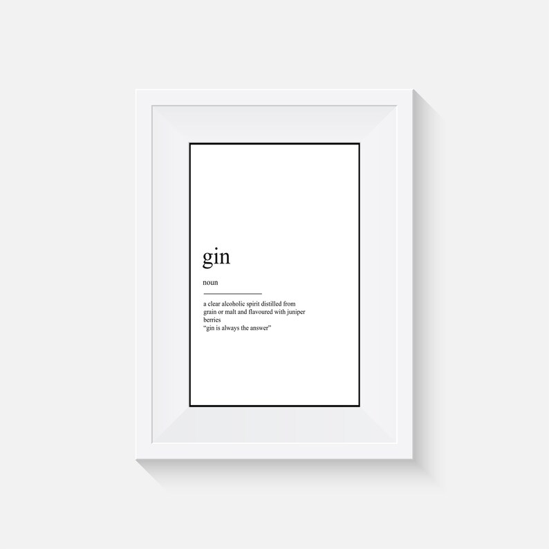 Gin Definition Print Etsy