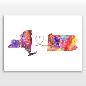 New York to Pennsylvania - Travel - Watercolour print