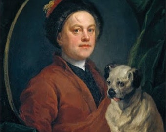 William Hogarth The Painter and his Pug 1745, High quality oil painting reproduction, made to order classic painting