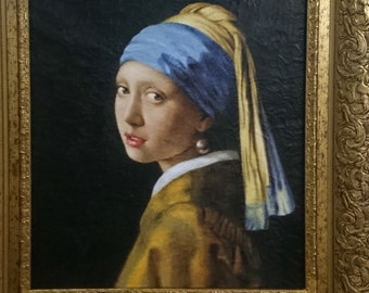 Johannes Vermeer Ragazza con orecchino di perla, il dipinto più famoso di Vermeer, riproduzione di pittura a olio dipinta a mano di alta qualità