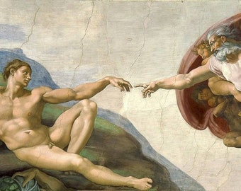 Michelangelo The Creation of Adam 1508-1512, Michelangelo’s greatest painting, High-quality hand-painted oil painting reproduction