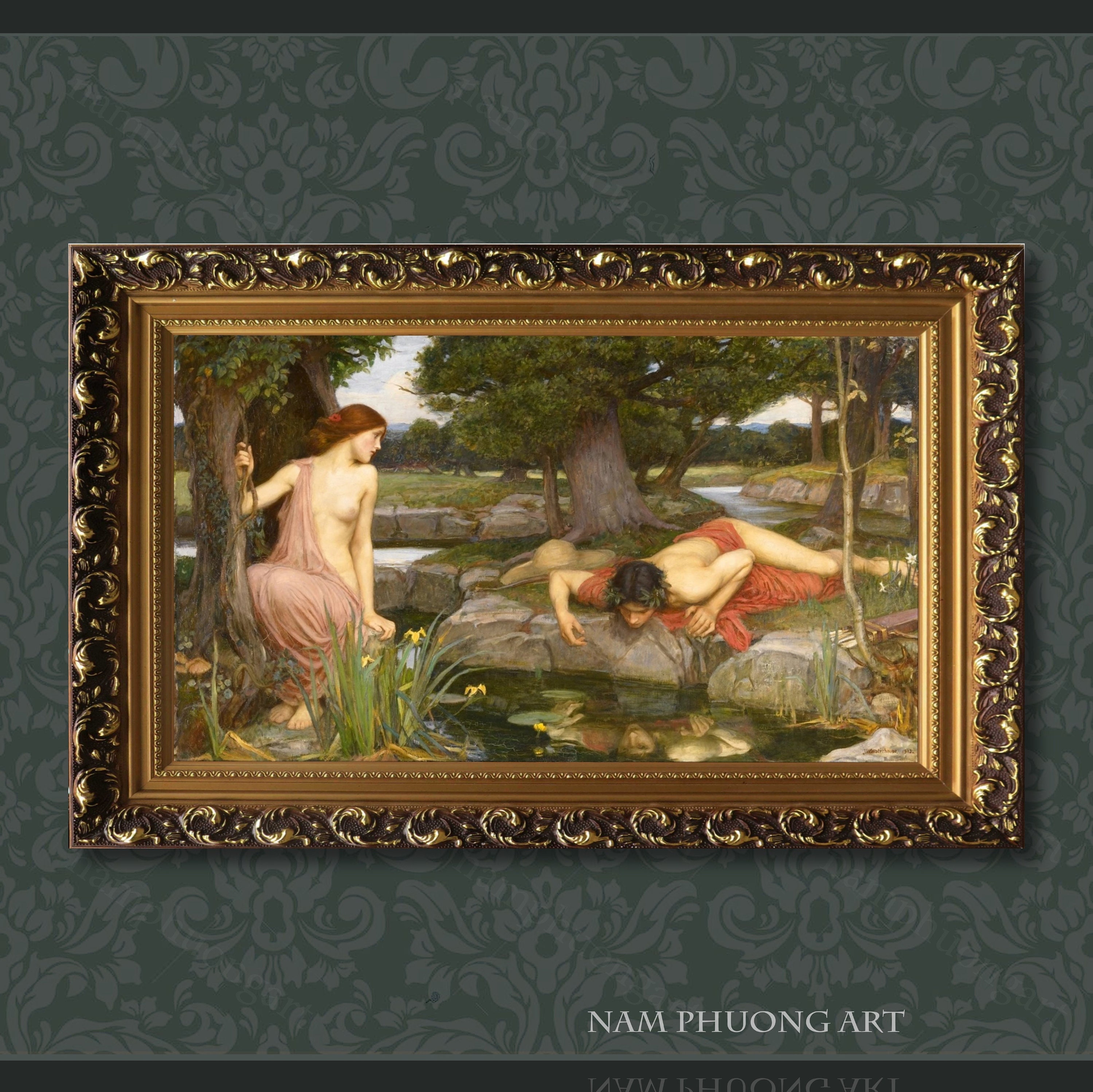 John William Waterhouse Echo and Narcissus 1903 Large Oil Etsy UK