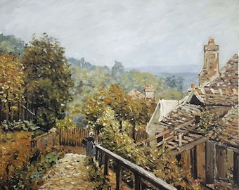 サンマルタン運河の眺め - アルフレッド・シスレーの手描きの油絵複製