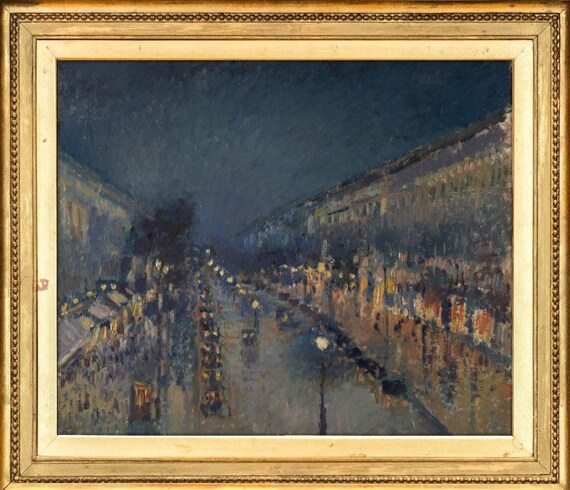 カミーユ・ピサロ「夜のモンマルトル大通り」1897年、高品質油絵複製