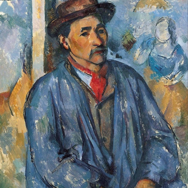 Paul Cezanne Man in a Blue Smock 1896-1897, High quality hand painted oil painting reproduction