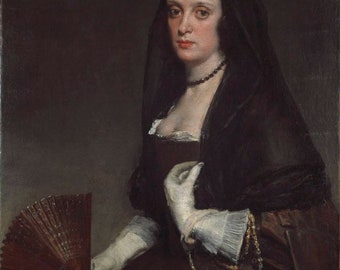 Diego Velazquez Die Dame mit einem Fächer 1638, Handgemalte Ölgemälde Reproduktion