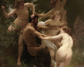 William-Adolphe Bouguereau Nymphs and Satyr, High quality oil paintings reproduction, 100% hand-painted