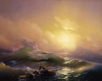 Ivan Aivazovsky La nona onda 1850, riproduzione di un dipinto a olio di grandi dimensioni