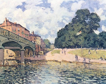 サンマルタン運河の眺め - アルフレッド・シスレーの手描きの油絵複製