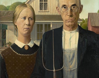 Grant Wood American Gothic 1930, Oil on Canvas, High quality Hand painted oil painting reproduction
