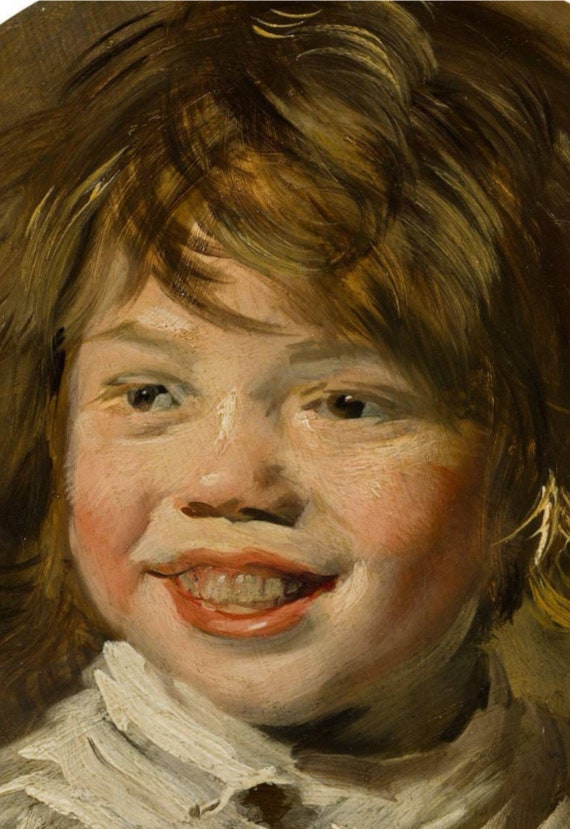 油絵 フランス・ハルス 模写 oil painting 原画　複製画 フランス・ハルス作「笑う少年」（1625年）、手描きの油絵複製画