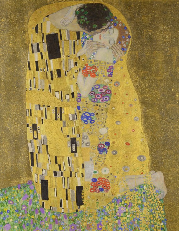 ☆秀作☆手書き油絵 グスタフ・クリムト 接吻 キス 絵画 額付き 油彩画