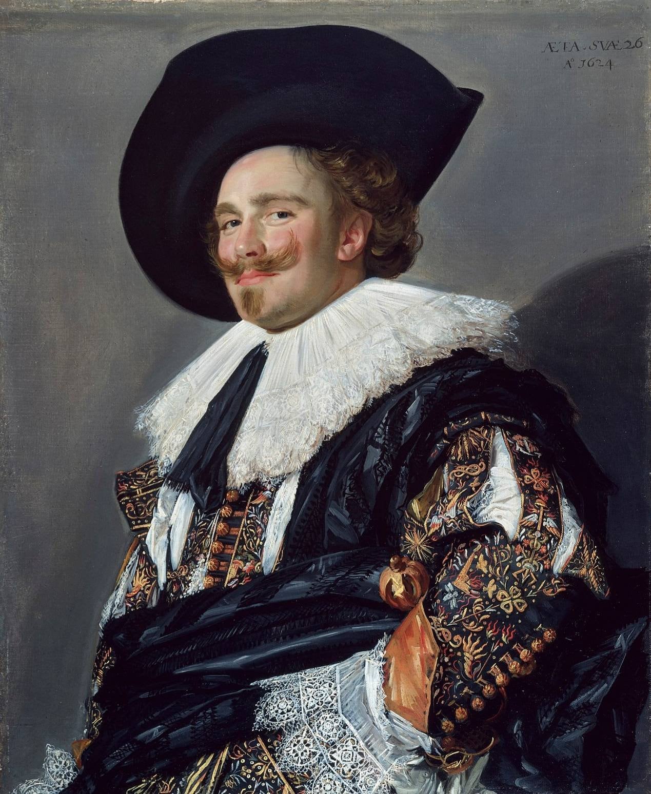 フランス・ハルス作「笑う騎士」（1624年）、美術館級の手描き油彩複製