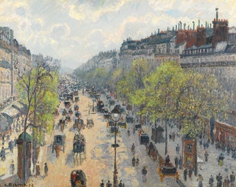 Camille Pissarro The Boulevard Montmartre, Spring Morning 1897, High quality oil painting reproduction