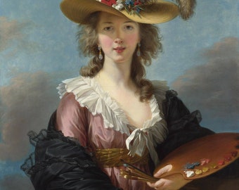 Elisabeth Vigee Le Brun Self Portrait in a Straw Hat, 1782, High quality hand painted oil painting reproduction