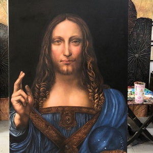 Leonardo Da Vinci Salvator Mundi, Reproduction of The World&#39;s Most Expensive Painting, Museum quality