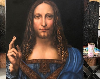 Leonardo Da Vinci Salvator Mundi, Reproduction of The World's Most Expensive Painting, Museum quality