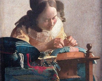 Johannes Vermeer Die Klöpplerin 1669-1670, Hochwertige Ölgemälde-Reproduktion