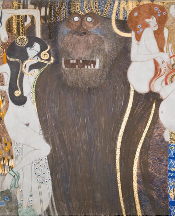 グスタフ・クリムト「ベートーヴェン・フリーズ、敵対勢力」（パネル5