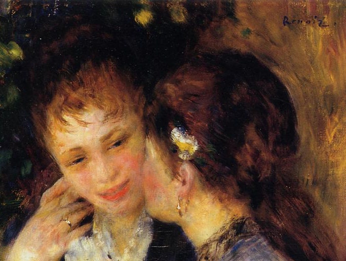ピエール＝オーギュスト・ルノワール 秘密を語る若い女性、高