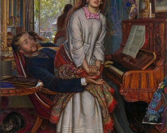 William Holman Hunt The Awakening Conscience 1853, reproducción de pintura al óleo pintada a mano de alta calidad