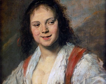 フランス・ハルス作「ジプシーの少女」（1628年）、手描きの油絵複製画