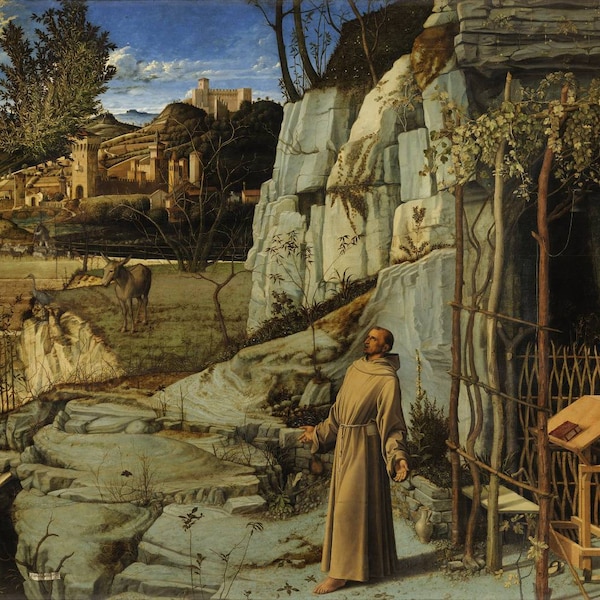 Giovanni Bellini San Francisco en el desierto (1475-1478), reproducción de pintura al óleo grande