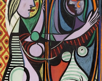 パブロ・ピカソ「鏡の前の少女」1932年、手描き油絵複製 - Etsy 日本