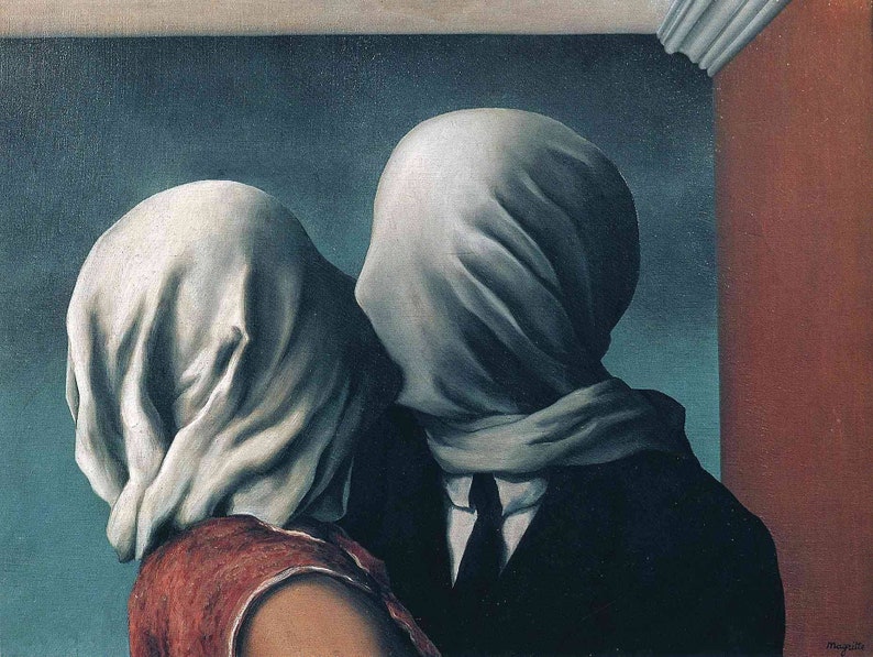 Rene Magritte Les amants, The Lover 1928, High quality hand-painted oil painting reproduction image 1