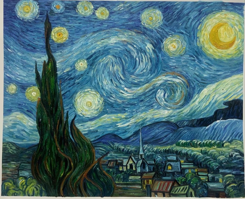 Vincent Van Gogh Starry Night High Quality Hand Painted Oil - Etsy