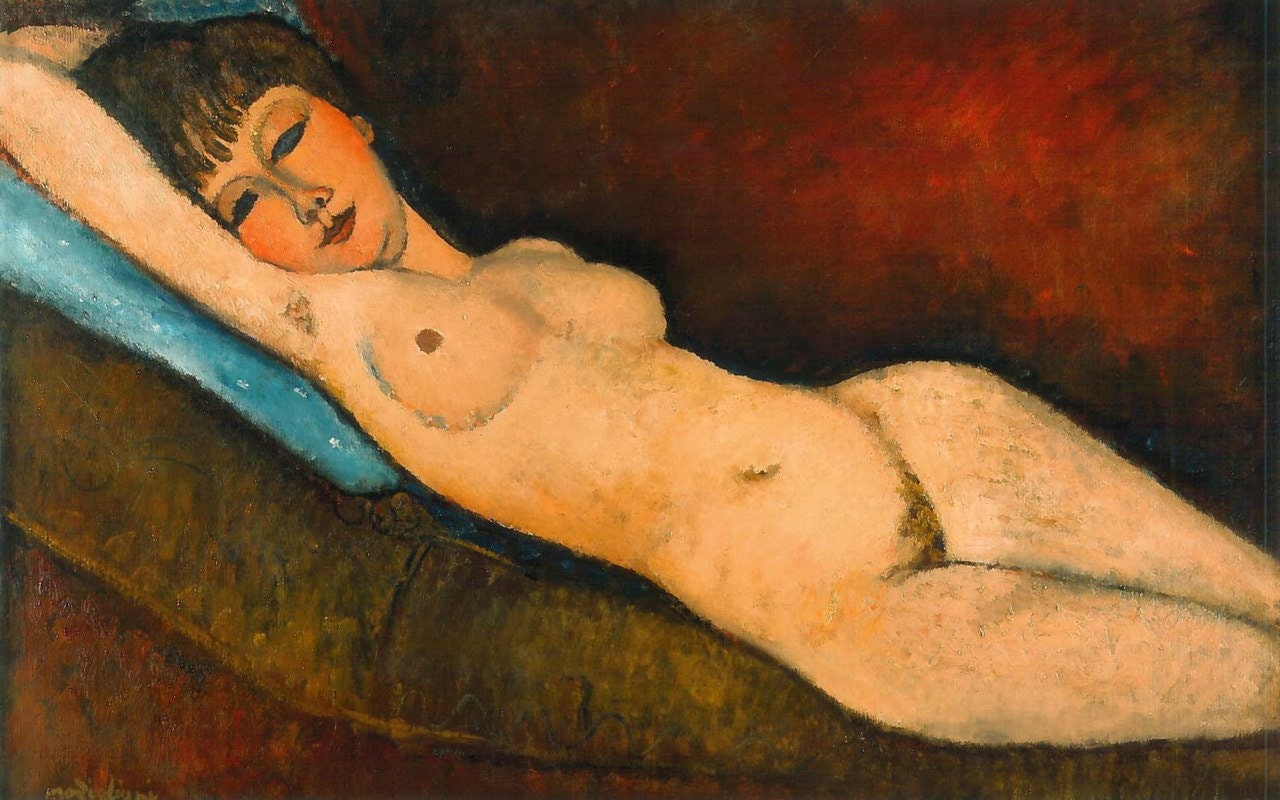 Amedeo Modigliani Desnudo reclinado sobre cojín azul 1916, Expresionismo,  Reproducción de pintura al óleo pintada a mano de alta calidad - Etsy España