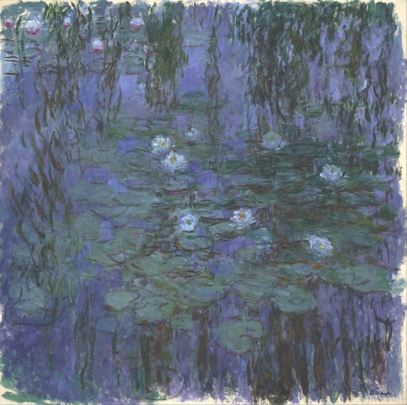クロード・モネ、青い睡蓮、希少画集画、新品額装付 クロード・モネ「青い睡蓮」1916年 - 1919年、オルセー美術館、高品質