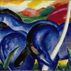 Franz Marc The Large Blue Horses 1911, High quality oil painting reproduction