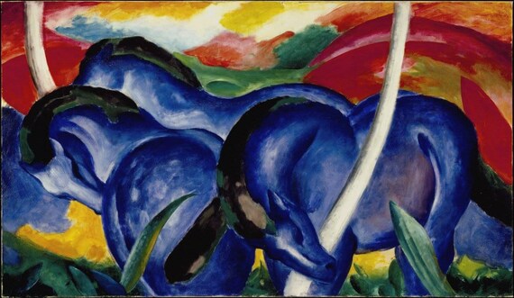 Franz Marc the Large Blue Horses 1911, High Quality Oil Painting