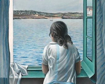 サルバドール・ダリ「窓際の少女」1925年、アナ・マリア、高品質の