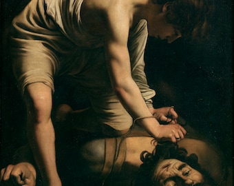 Caravaggio David and Goliath 1600, Handmade oil painting reproduction