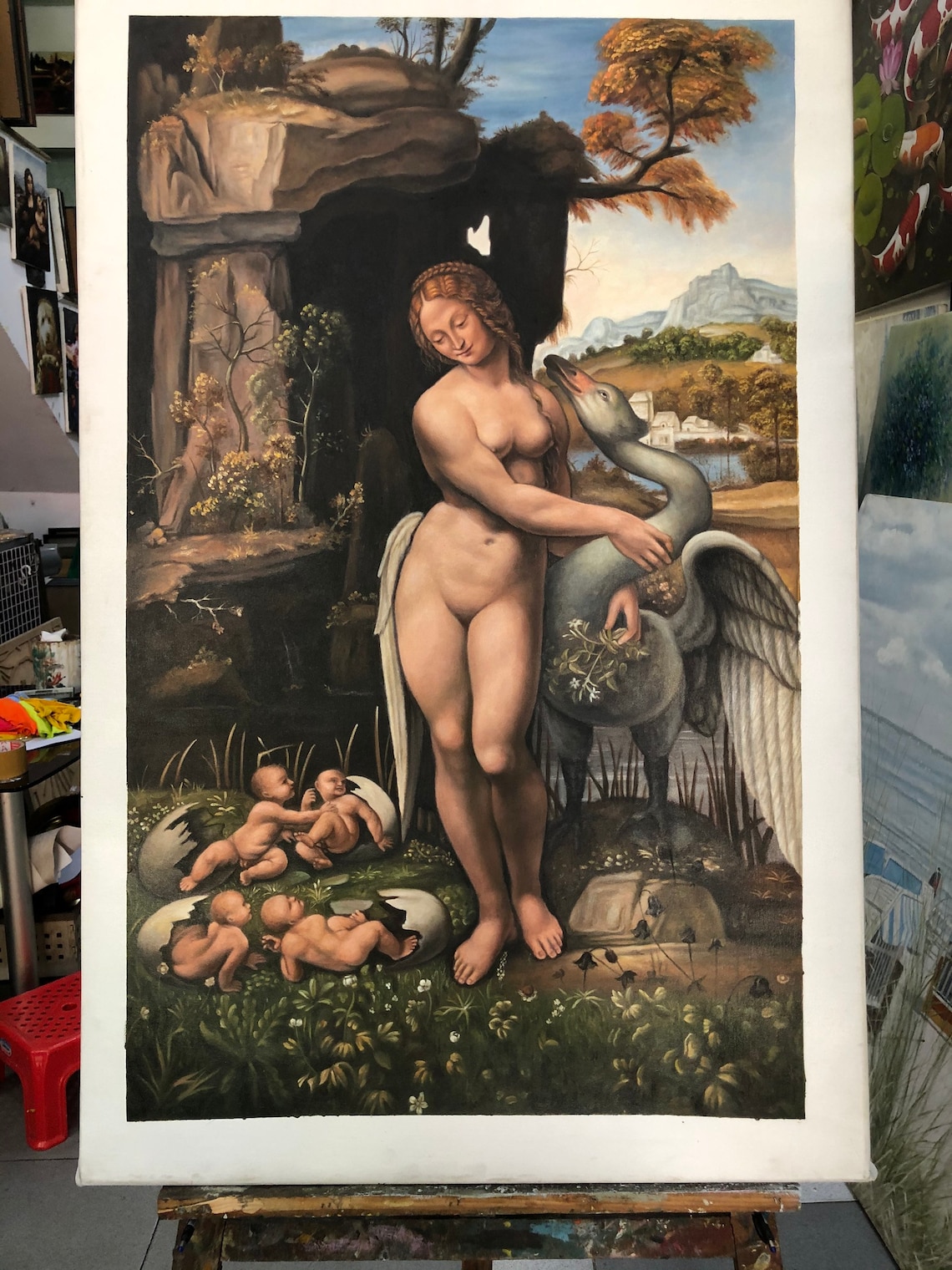 Leonardo da Vinci Leda and the Swan 60x100cm High quality image 0
