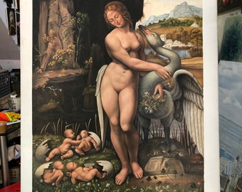 Leonardo da Vinci Leda and the Swan, High quality Hand painted oil painting reproduction