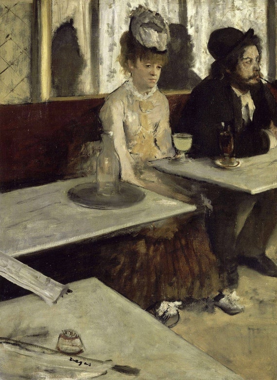 エドガー・ドガ「アブサンを飲む人」1875-76年、高品質の手描き
