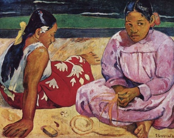 ゴーギャン　２人のタヒチの女　油絵 ポール・ゴーギャン：二人のタヒチの女性（1902年）美術館品質の