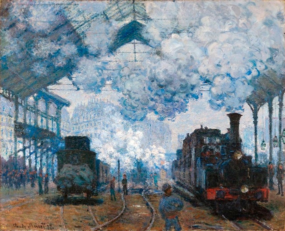クロード・モネ作「サン・ラザール駅、列車の到着」（1877年）、印象派